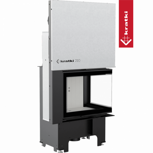 Топка Kratki PRO VNP/610/430 угловое стекло справа, гильотина (Белая футеровка)