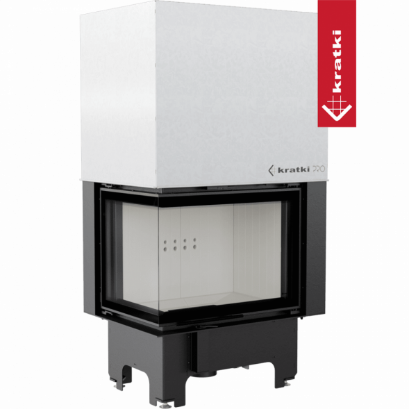 Топка Kratki PRO VNL/700/480 угловое стекло слева, гильотина (Белая футеровка)