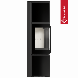 Печь Kratki PRO TORA/M 8 кВт, чёрное стекло (Белая футеровка, с доводчиком)